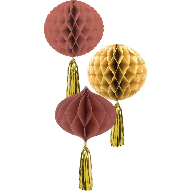 Honeycombs Golden Dusk - 3 stuks van Folat koop je bij Partywinkel