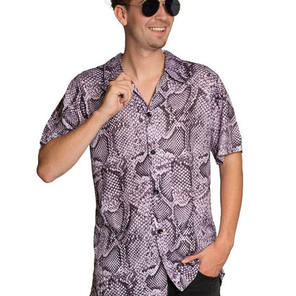 Chemise Snake Print Silver Men's