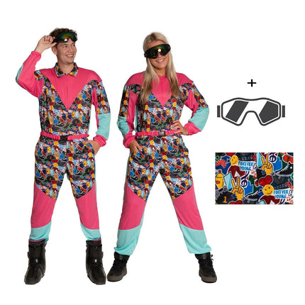 Combinaison de ski des années 80 avec lunettes Vintage Freestyle