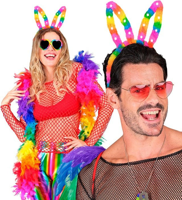Hoofdband konijn regenboog met lampjes van Widmann koop je bij Partywinkel