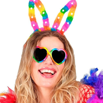 Hoofdband konijn regenboog met lampjes van Widmann koop je bij Partywinkel
