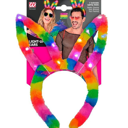 Hoofdband konijn regenboog met lampjes van Widmann koop je bij Partywinkel