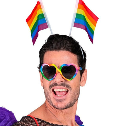 Hoofdband regenboog vlaggen van Widmann koop je bij Partywinkel