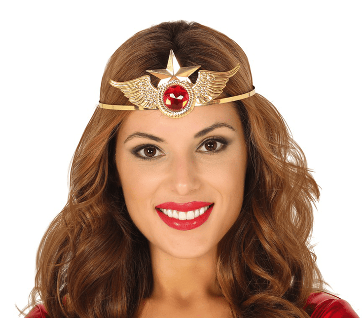Hoofdband Superheldin Goud van Fiestas Guirca koop je bij Partywinkel