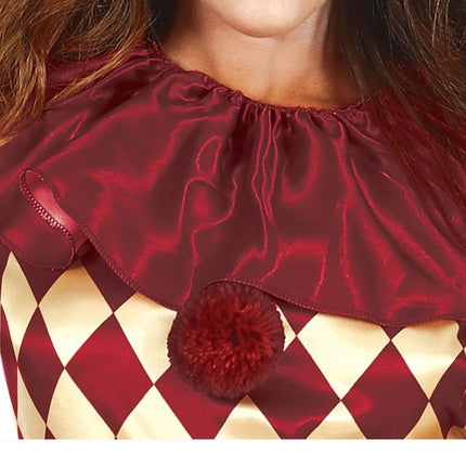 Horror Clown Halloween Kostuum Dames Rood Goud van Fiestas Guirca koop je bij Partywinkel