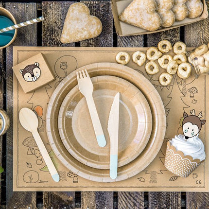 Houten Bestek Lichtblauw 16cm 18 delig van Partydeco koop je bij Partywinkel