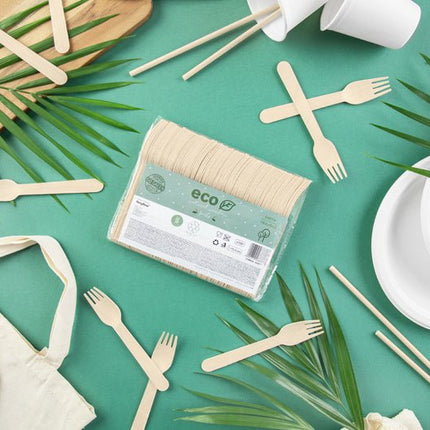 Houten Vorken 15,5cm 100st van Partydeco koop je bij Partywinkel