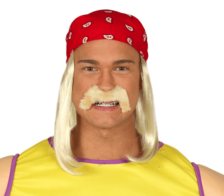 Hulk Hogan Worstelaar Pruik en Snor van Fiestas Guirca koop je bij Partywinkel