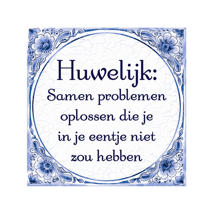 Huwelijk Delftsblauw Tegel - Partywinkel - 8716764247293