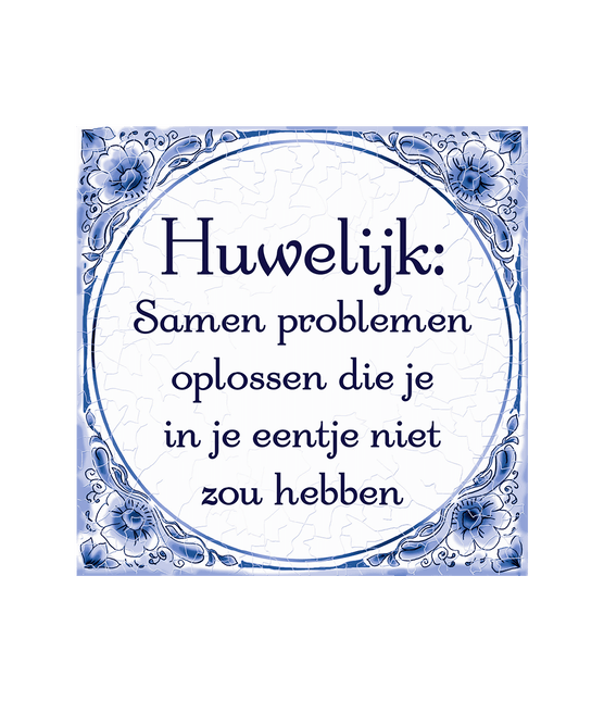 Huwelijk Delftsblauw Tegel - Partywinkel - 8716764247293