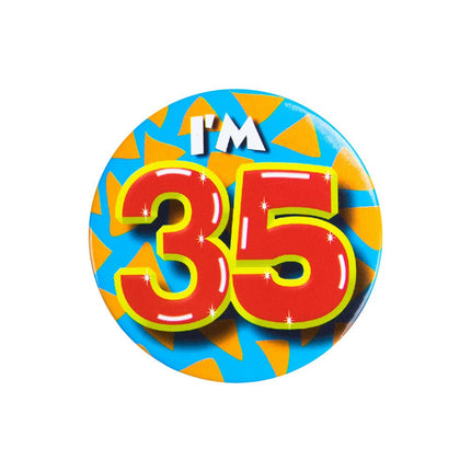 I'm 35 Button 35 Jaar 5,5cm van Paper Dreams koop je bij Partywinkel