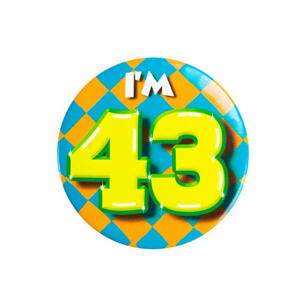 I'm 43 Button 43 Jaar 5,5cm van Paper Dreams koop je bij Partywinkel