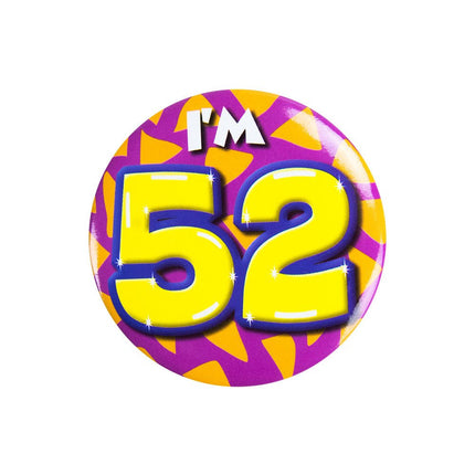 I'm 52 Button 52 Jaar 5,5cm van Paper Dreams koop je bij Partywinkel