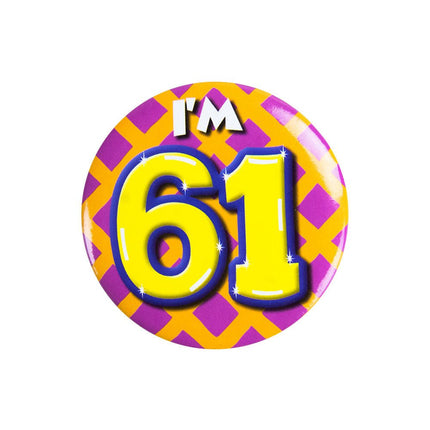 I'm 61 Button 61 Jaar 5,5cm van Paper Dreams koop je bij Partywinkel