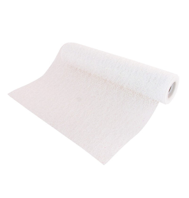 Chemin de table blanc Paillettes irisées 5m