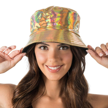 Chapeau de pêcheur doré irisé, taille unique