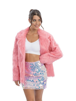Jupe à paillettes rose irisée pour femme