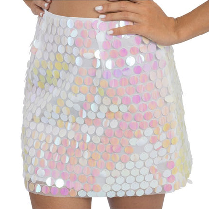 Jupe à paillettes blanche pour femme
