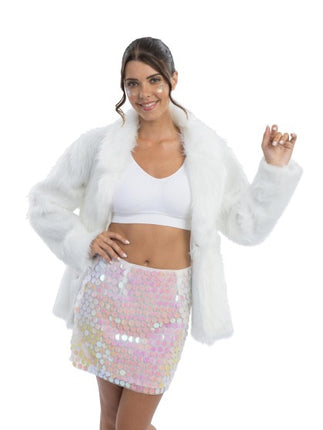 Jupe à paillettes blanche pour femme