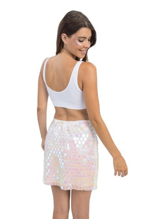 Jupe à paillettes blanche pour femme