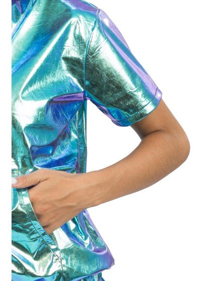 Iriserende Blauwe Festivalset Dames 2-Delig van CHAKS koop je bij Partywinkel