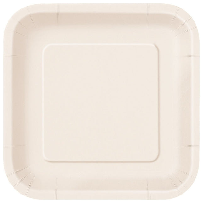Ivoorkleur Borden Vierkant 17,5cm 16st van Unique koop je bij Partywinkel