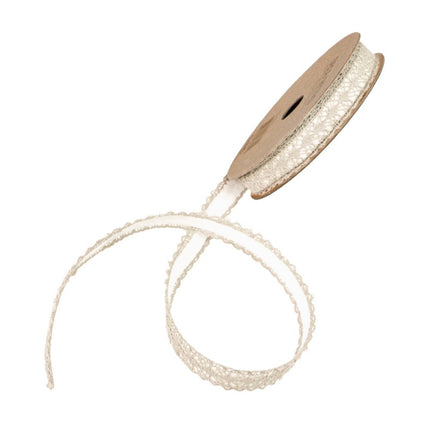 RUBAN DE DENTELLE EN COTON ADHÉSIF IVOIRE 1 CM X 2 M
