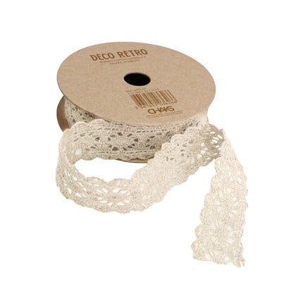 RUBAN DE DENTELLE EN COTON IVOIRE 2 CM X 2 M