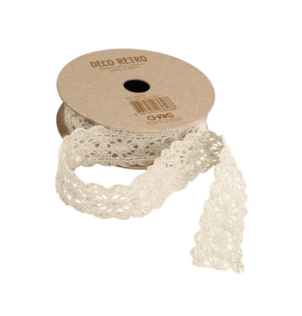 RUBAN DE DENTELLE EN COTON IVOIRE 2 CM X 2 M