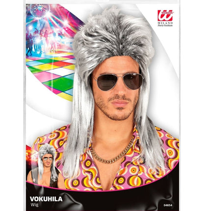 Jaren 80 Pruik Aso Lang Grijs van Widmann koop je bij Partywinkel