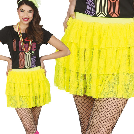 Jaren '80 Rok Neon Geel van Fiestas Guirca koop je bij Partywinkel