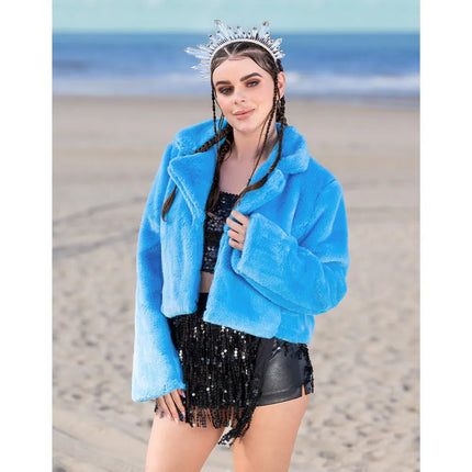 Jasje Fluffy rave turquoise (M/L) van Boland koop je bij Partywinkel