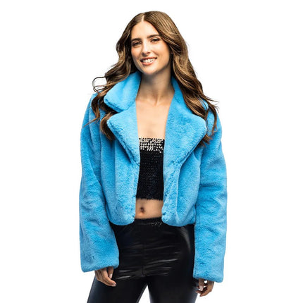 Jasje Fluffy rave turquoise (M/L) van Boland koop je bij Partywinkel