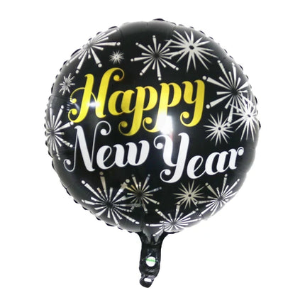 Ballon à l'hélium « Bonne année » noir, sans feux d'artifice, vide, 45 cm
