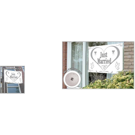 Just Married Raamvlag 1,5m van Folat koop je bij Partywinkel