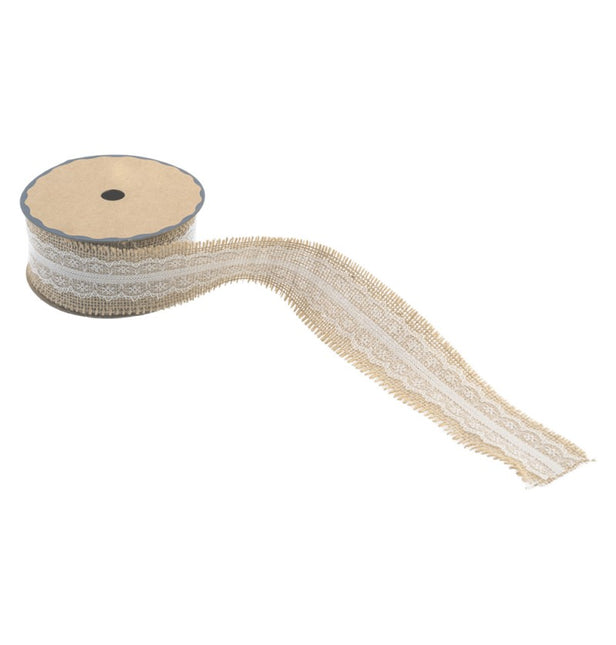 RUBAN DE JUTE AVEC DENTELLE 5 CM X 5 M