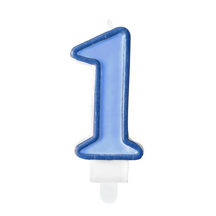 Kaars 1 Jaar Blauw 7cm van Partydeco koop je bij Partywinkel
