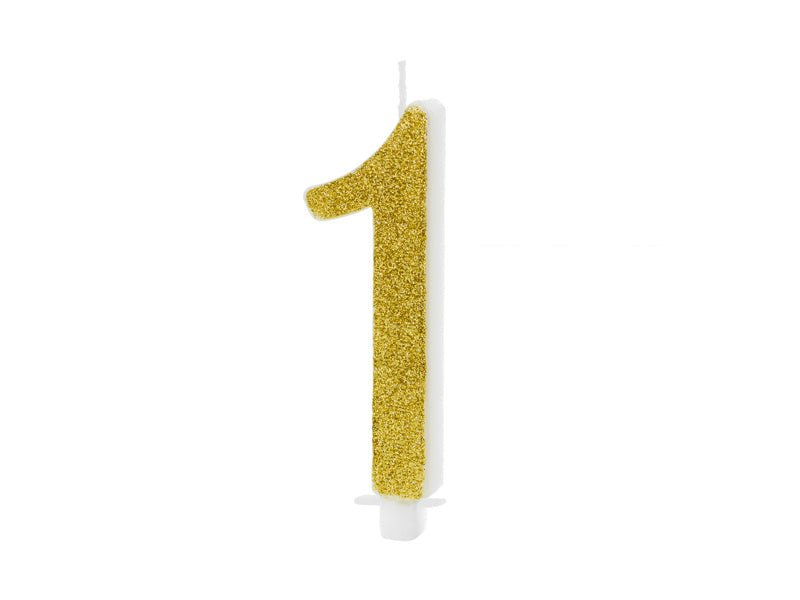 Kaars 1 Jaar Goud 10cm van Partydeco koop je bij Partywinkel