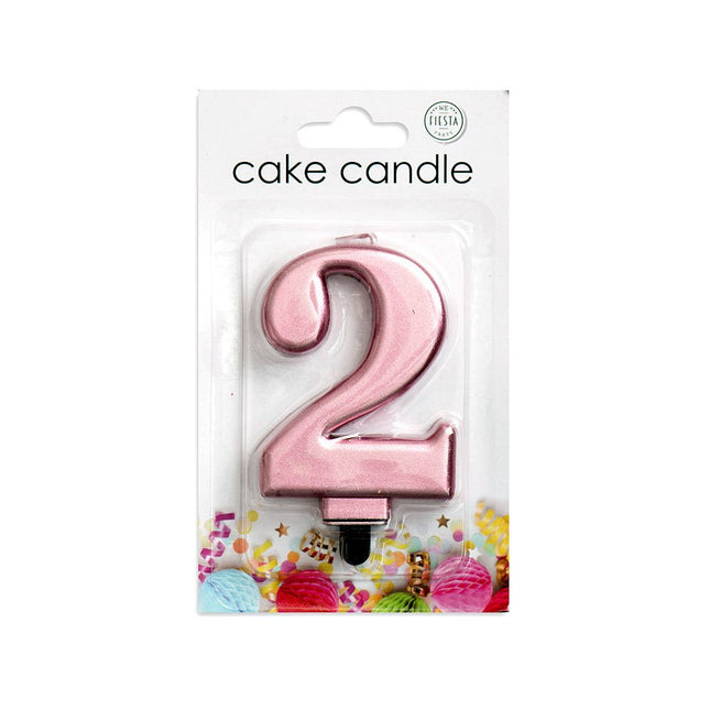 Kaars 2 Jaar Rose Goud Metallic 8cm van WeFiesta koop je bij Partywinkel