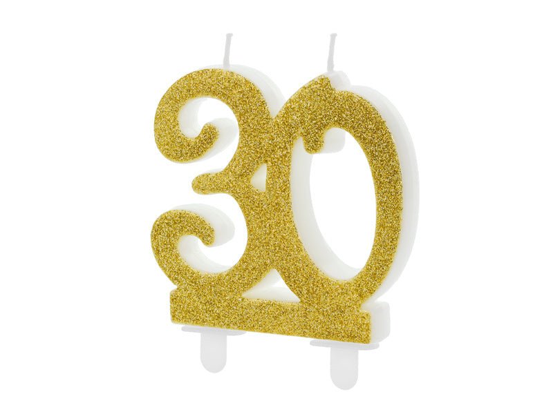 Kaars 30 Jaar Goud 7,5cm van Partydeco koop je bij Partywinkel