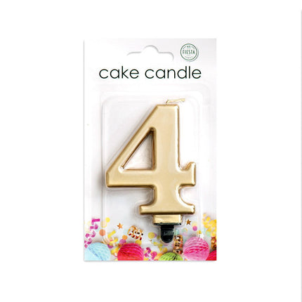 Kaars 4 Jaar Goud Metallic 8cm van WeFiesta koop je bij Partywinkel