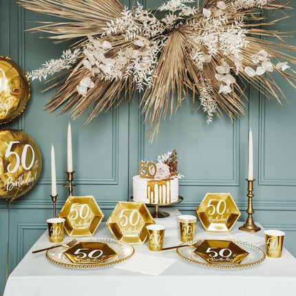 Kaars 50 Jaar Goud 7,5cm van Partydeco koop je bij Partywinkel