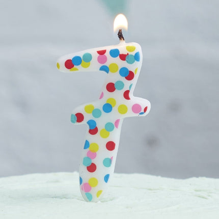 Kaars 7 Jaar Stippen 9cm van Ginger Ray koop je bij Partywinkel