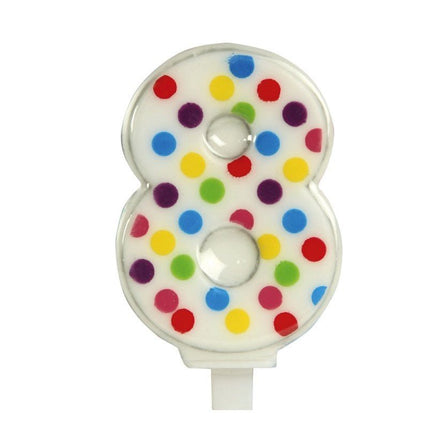 Kaars 8 Jaar Confetti 6,5cm van Fiestas Guirca koop je bij Partywinkel