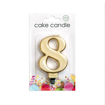 Kaars 8 Jaar Goud Metallic 8cm van WeFiesta koop je bij Partywinkel