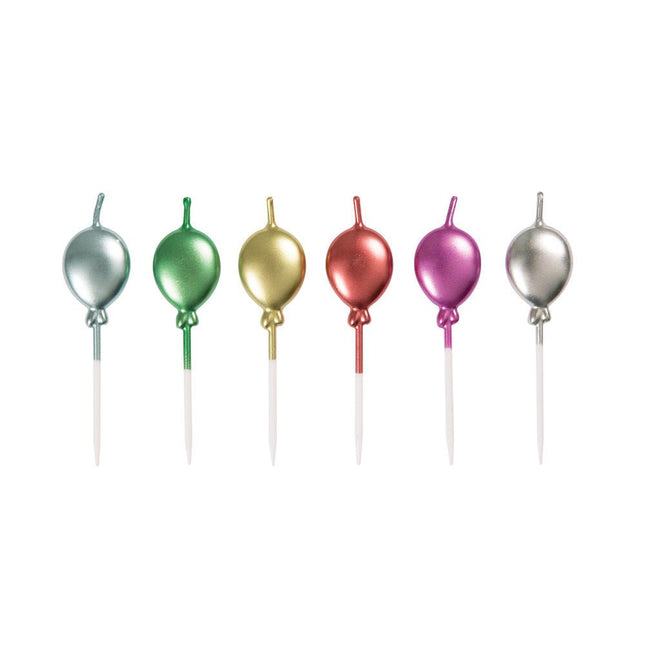 Kaars Ballonnen Metallic 6,4cm 6st van Unique koop je bij Partywinkel