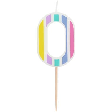 Kaars Pastel Cijfer 0 Meerkleurig van Folat koop je bij Partywinkel