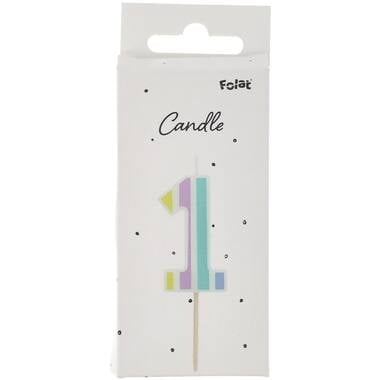 Kaars Pastel Cijfer 1 Meerkleurig van Folat koop je bij Partywinkel