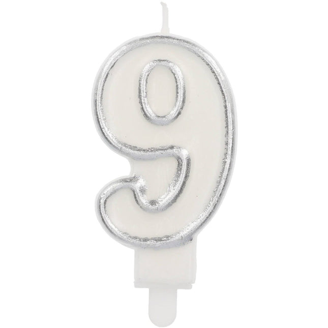 Kaars Simply Chique Silver Cijfer 9 van Folat koop je bij Partywinkel