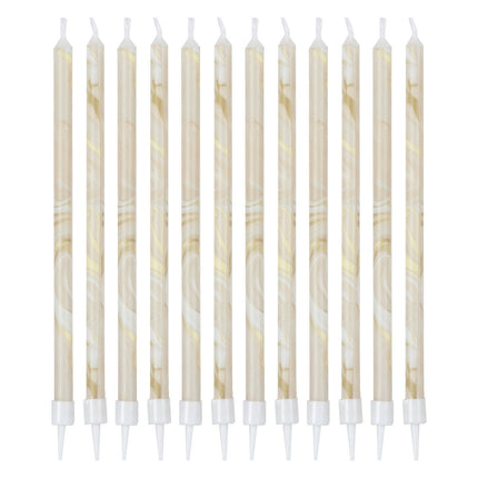 Kaarsen Marmer 18cm 12st van Ginger Ray koop je bij Partywinkel